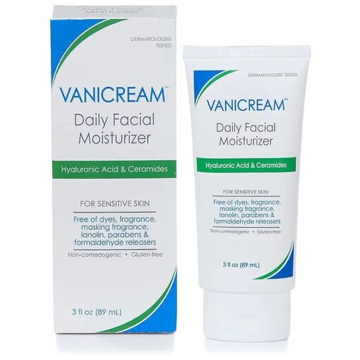 Vanicream Daily Facial Moisturizer With Ceramides and Hyaluronic Acid - Formulated Without Common Irritants for Those with Sensitive Skin, 3 fl oz ( Pack of 1 )