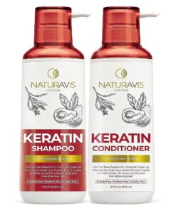 Keratin Shampoo and Conditioner Set with Hyaluronic Acid- Sulfate Free Intense Moisturizing Treatment - For Strengthening Dry and Damaged Hair