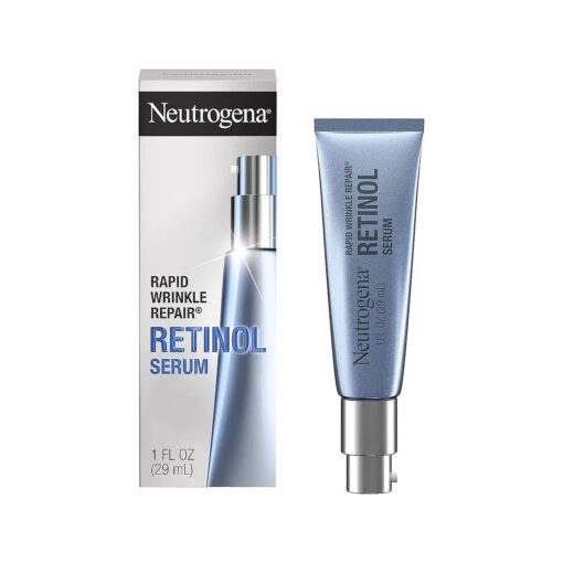 Neutrogena Rapid Wrinkle Repair Retinol Anti-Wrinkle Face Serum with Hyaluronic Acid, Daily Anti-Aging Facial Serum for Fine Lines & Wrinkles, Mineral Oil- & Dye-Free, 1 fl, oz