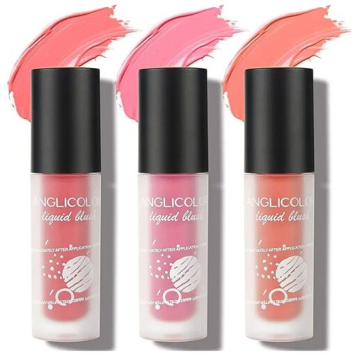 3PCS Liquid Blush Matte Velvet Milk Blush for Cheeks, Natural Blush Sheer Flush Of Color Cheek Blush Lipstick Eyeshadow Lightweight Blush Makeup, Highly Pigmented, Vegan & Cruelty Free