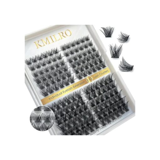 Lash Clusters 144 Pcs Cluster Lashes DIY Eyelash Extensions C D Curl 10-16mm Mega Volume Fluffy Individual Lashes Wispy Eyelashes DIY at Home, by Kmilro ( Volume, 0.07C-10-16mm Mix )