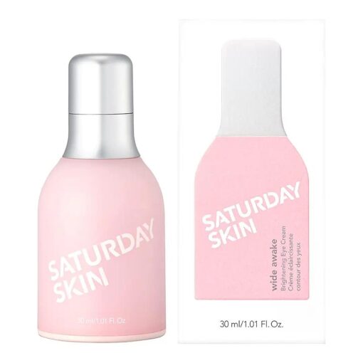 Saturday Skin Wide Awake Brightening Cream Illuminating Eye Cream for Wrinkles, Puffy Eyes+Dark Circles Lightweight, Moisturizing, Deeply Hydrates, Anti Aging Reduce Fine Lines 1.01 Fl Oz ( 30ml )