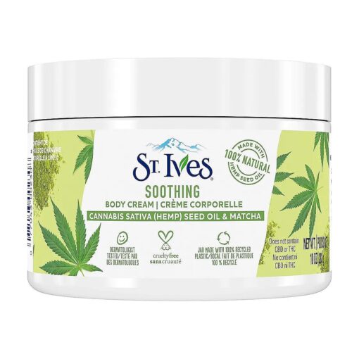 St. Ives Hand & Body Cream Moisturizer for Dry Skin Cannabis Sativa ( Hemp ) Seed Oil & Matcha Made w/ 100 % Natural Moisturizers 10 oz