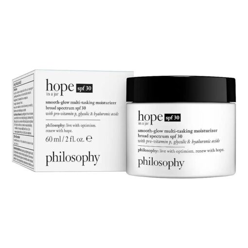 philosophy hope in a jar - hydrate, smooth, glow, smooth glow moisturizer, eye revival cream & biome balance skin serum