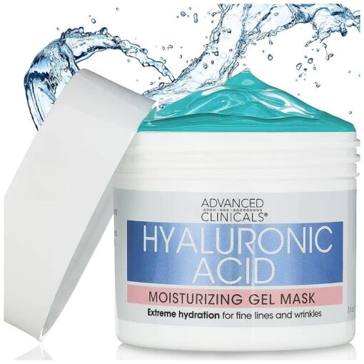 Advanced Clinicals Hyaluronic Acid Gel Facial Mask Skin Care Treatment, Brightening, Hydrating Anti Aging Face Mask & Moisturizer Helps Transform Dry Skin W/Collagen, Chamomile, & Aloe Vera, 5 Fl Oz