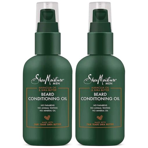 SheaMoisture Beard Conditioning Oil for Men, Beard Oil with Coconut Oil, Olive Oil, Maracuja Oil & Shea Butter to Moisturize & Soften, Beard Conditioner & Detangler, Pack of 2-3.2 Fl Oz Ea