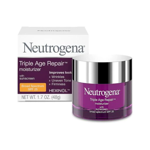 Neutrogena Triple Age Repair Anti-Aging Daily Facial Moisturizer with SPF 25 Sunscreen & Vitamin C, Firming Anti-Wrinkle Face & Neck Cream for Dark Spots, Glycerin & Shea Butter, 1.7 oz