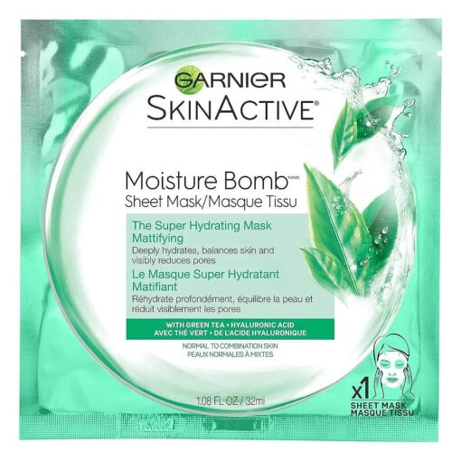 Garnier SkinActive Moisture Bomb The Super Hydrating Sheet Mask, Mattifying, 1 Count ( Pack of 1 )