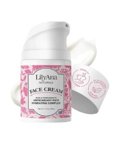 LilyAna Naturals Face and Neck Moisturizer for Women and Men - Moisturizer Face and Neck Cream for Dry Skin and Dark Spot Brightening - Rose and Pomegranate Extracts - 1.7oz