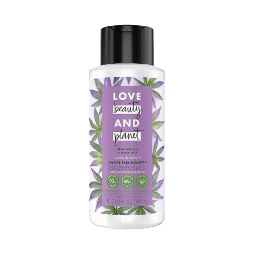 Love Beauty and Planet 100 % Biodegradable Shampoo Soothe & Nourish Dry Scalp Hemp Seed Oil & Nana Leaf Sulfate-free, Silicone-free, Cruelty-free, Vegan Shampoo 13.5 oz