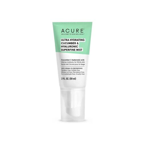 Acure Ultra Hydrating Cucumber & Hyaluronic Superfine Mist - Replenish Skin 's Moisture - Enriched with Cucumber & Hyaluronic Acid - Vegan and Cruelty-Free Formula - No Parabens or Sulfates - 2 Fl Oz