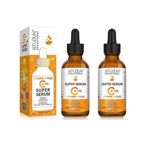 20 % Vitamin C Serum for Face with Hyaluronic Acid 2 Pack, Anti Aging Facial Serum for Women & Men, Antioxidant, Boost Skin Collagen, Fades Dark Spot, Hydrate & Plump Skin, Anti Aging & Wrinkle