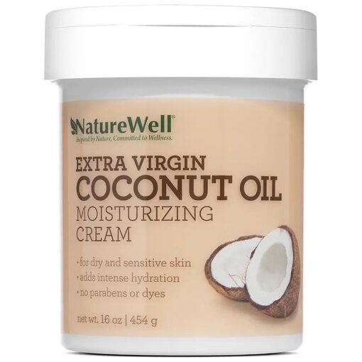 NATURE WELL Extra Virgin Coconut Oil Moisturizing Cream for Face, Body, & Hands, Restores Skin 's Moisture Barrier, Provides Intense Hydration For Dry & Dull Skin,16 Oz ( Packaging May Vary )