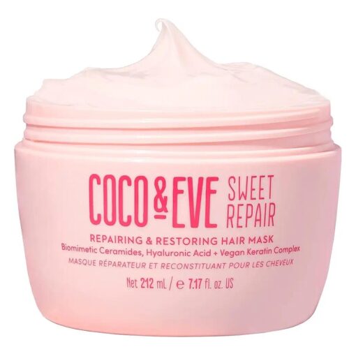 Coco & Eve Sweet Repair Repairing and Restoring Hair Mask, 85 % stronger hair, reduce hair damage by 65 %, Biomimetic Ceramides, Hyaluronic Acid, Vegan Keratin, Increase Hydration & Shine .