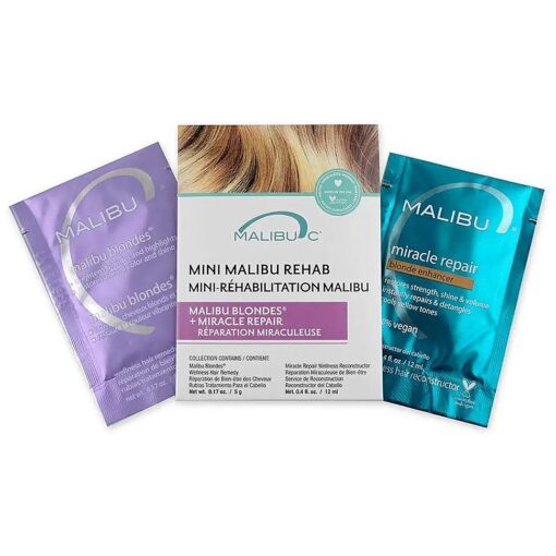 Malibu C Mini Rehab Malibu Blondes - Contains 2 Hair Remedy Packets - Vitamin Complex Hair Remedy to Restore Hair Vibrancy - Hair Care for Natural & Processed Blondes