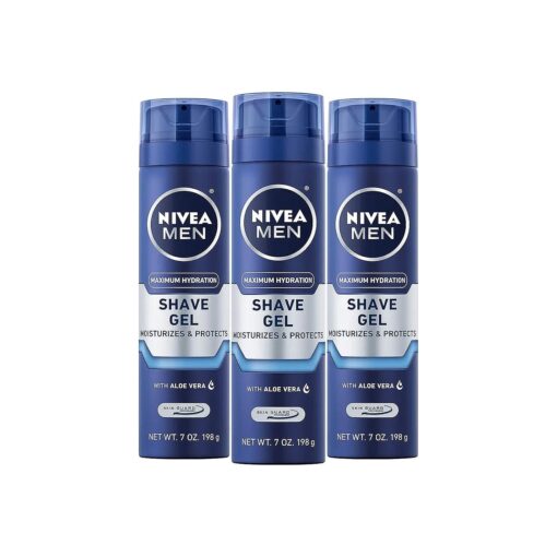 NIVEA MEN Maximum Hydration Shave Gel with Aloe Vera and Provitamin B5, 3 Pack of 7 Oz Cans