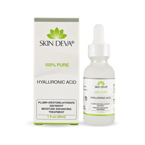 SKIN DEVA 100 % Pure Hyaluronic Acid Serum For Face 1 oz of Discoloration Correcting Serum Anti Aging Anti Wrinkle Acid Locks in Essential Moisture Keeps Skin Hydrated Facial Serums For All Skin Types