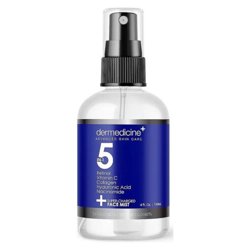 5 in 1 Super Charged Anti-Aging Face Mist w/Retinol, Vitamin C, Collagen, Hyaluronic Acid & Niacinamide | Hydrates, Refreshes & Brightens for a More Glowing Complexion | 4 fl oz, 120 ml