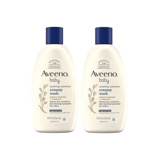 Aveeno Baby Soothing Hydration Creamy Body Wash with Natural Oatmeal, Baby Bath Wash for Dry & Sensitive Skin, Hypoallergenic, Fragrance-, Paraben- & Tear-Free Formula, 8 fl, oz ( Pack of 2 )