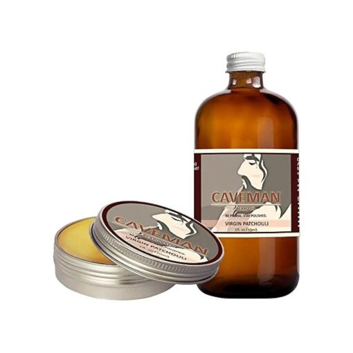 Caveman Virgin Patchouli Combo Beard Oil and Beard/Mustache Balm, Leave in Conditioner, 1oz Oil and Balm - Patchouli