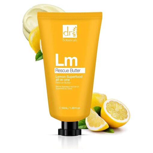 Dr Botanicals Lemon Rescue Body Butter w/Shea - Spa Quality Moisturizer - Dry Skin - Feet - Elbows - Knees - Coconut Lemongrass & Almond Oil - Penetrates Fast - Soft Supple & Radiant - 1.69oz