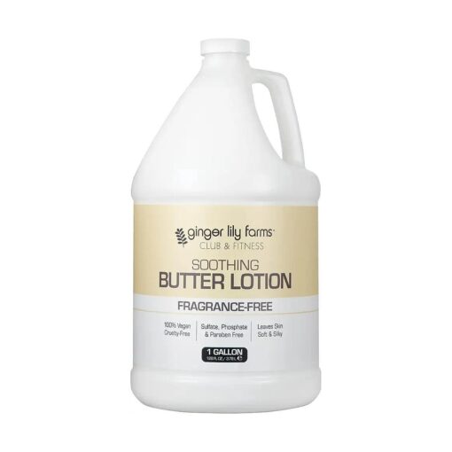 Ginger Lily Farms Club & Fitness Soothing Butter Lotion for Dry Skin, 100 % Vegan & Cruelty-Free, Fragrance Free, 1 Gallon ( 128 fl oz ) Refill