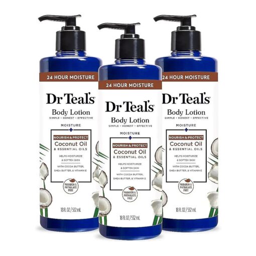 Dr Teal 's Body Lotion, Coconut Oil & Essential Oils, 18 fl oz ( Pack of 3 )