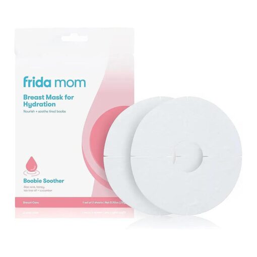 Frida Mom Hydration Packets for Breasts, Hydrate Nipples with Breast Mask Made with Aloe Vera, Honey, Tea Tree Oil, & Cucumber, 2 Sheet Masks