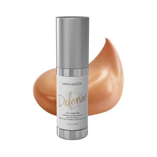 Mirabella Defense CC Creme Hydrating, Soothing Full Coverage Foundation with Mineral SPF 20, CC Cream Foundation with Sunscreen and Hyaluronic Acid Delivers Oil Control with Salicylic Acid, Medium