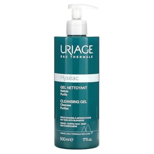 Uriage Hyseac Cleansing Gel | Gentle Face & Body Wash for Oily to Combination Skin Prone to Acne | Hydrating Cleansing Gel that Eliminates Impurities and Excess Sebum