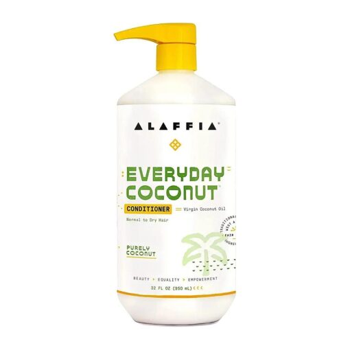 Alaffia EveryDay Coconut Conditioner, Ultra Hydrating Conditioner for Normal to Dry Hair, Made with Fair Trade Coconut Oil and Ginger, Cruelty Free, No Parabens, Vegan, Purely Coconut 32 Fl Oz