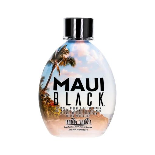 Maui Black Lotion - Instant Dark Self Tanner Natural Self-Tanning with Coconut Oil and Aloe Hydration Boost Tattoo Protection 13.5oz