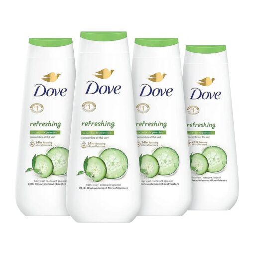 Dove Body Wash Refreshing Cucumber and Green Tea Refreshes Skin Cleanser That Effectively Washes Away Bacteria While Nourishing Your Skin 20 oz ( Pack of 4 )