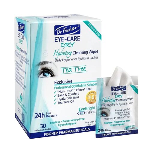 Dr. Fischer Tea Tree Eyelid Wipes : Hypoallergenic Eye Wipes for Dry, Red, Allergy Eyes, Long-Lasting Relief for Computer Vision & Tired Eyes, Effective Makeup Remover for Sensitive Skin .