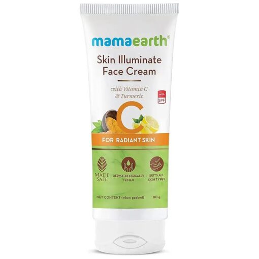 Mamaearth Vitamin C Skin Illuminate Face Cream with SPF | Sun Damage Protection with Turmeric | Hydrating Formula | For All Skin Types 2.83 Oz ( 80g )