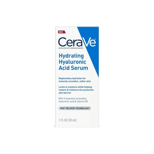 Cerave Hyaluronic Acid Serum for Face with Vitamin B5 and Ceramides | Hydrating Face Serum for Dry Skin | Fragrance Free | 1 Ounce