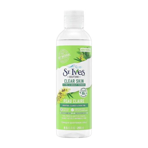 St.Ives Solutions 3-in-1 Face Toner For Combination to Oily and Acne Prone Skin Clear Skin Made with 100 percent Natural Tea Tree Extract, Vitamin B3, Micellar Water Technology, and Witch Hazel 8.5 oz