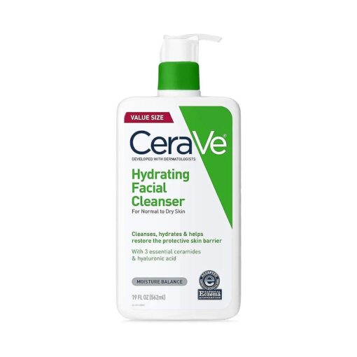 CeraVe Hydrating Facial Cleanser | Moisturizing Non-Foaming Face Wash with Hyaluronic Acid, Ceramides and Glycerin | Fragrance Free Paraben Free | 19 Fluid Ounce