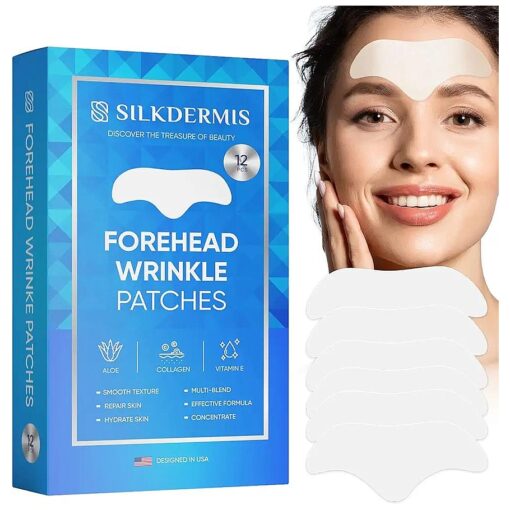 Forehead Wrinkle Patches 12Pcs with Aloe, Collagen, Vitamin E, Anti Wrinkle Patches, Forehead Wrinkles Treatment