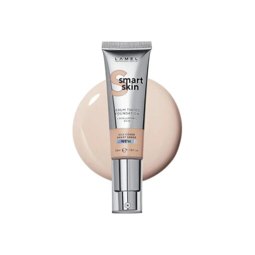 LAMEL Smartskin Serum Tinted Foundation - Hydrating & Nourishing - Hypoallergenic & Skin-Caring - Color Correcting - Anti-Aging Formula with Hyaluronic Acid - 402, 1,18 fl.oz