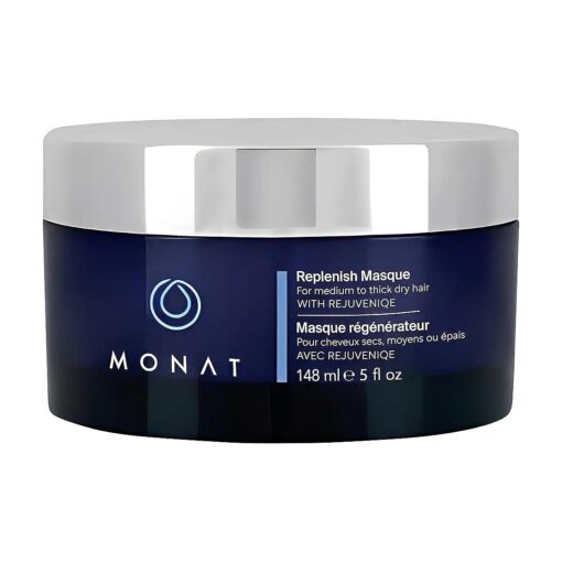 MONAT Replenish ( tm ) Masque Infused with Rejuveniqe ( r ) - Hair Masque that Deeply Condition Medium to Thick Hair, Hydrating Hair Mask w/ Pea Extract & Vegan UV Protectant - Net Wt, 148 ml e 5.0 fl, oz .