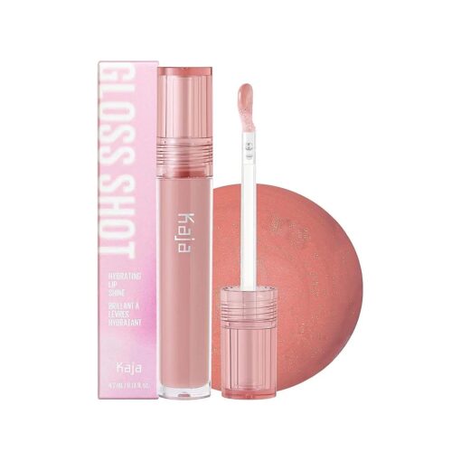 Kaja Lip Gloss - Gloss Shot | with Jojoba Oil, Tinted Shimmer, Hydrating, Non-sticky, Juicy, Nude, Plumper Looking Lips, 02 Milk Tea, 0.14 Fl Oz