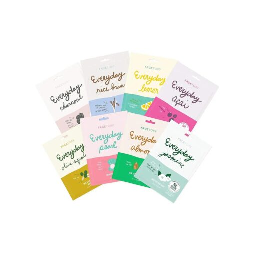 Everyday Hydrating Essence Korean Sheet Masks ( 8 Pack Bundle ), for All Skin Types, Revitalizing, Purifying, Illuminating, Anti-aging With No Harsh Chemicals and Safe for Sensitive Skin, Set of 8