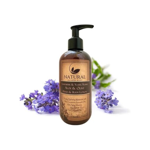 Natural Escapes Hydrating Lavender Hand & Body Lotion | Organic Body Lotion w/Aloe Vera, Olive Oil, Coconut Oil & Avocado Oil | Lavender Lotion for Dry Skin, Itchy Skin, Crepey Skin, Eczema, etc .