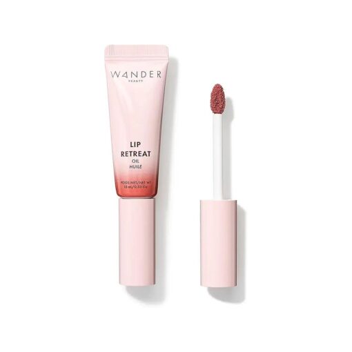 Wander Beauty Lip Retreat Oil - Spring Break ( Warm Rose ) - 4 in 1 Tinted Lip Oil + Moisturizing Lip Gloss With Avocado, Vitamin E & Rosehip - Hydrating Luxurious Lip Care for Dry Lips - 0.33 fl oz