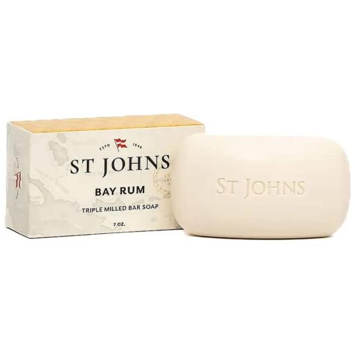 St. John Bay Rum Soap Bar | USA Made, Triple-milled Mens Soap Bar | Hydrating Bar Soap for Men with Olive Oil & Glycerine | Luxury Body Soap Bar for men | ( 7 oz Bar )