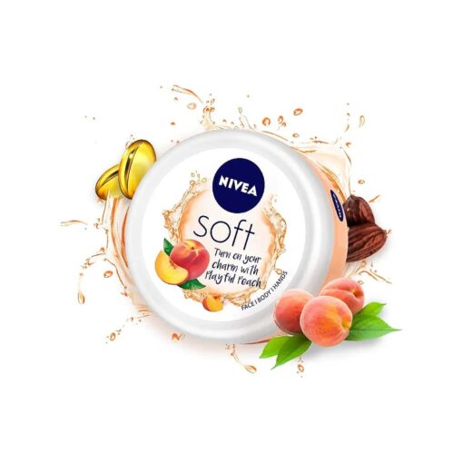 NIVEA Soft Light Moisturizer 200ml | Playful Peach | For Face, Hand & Body, Instant Hydration | Non-Greasy Cream | With Vitamin E & Jojoba Oil | All Skin Types