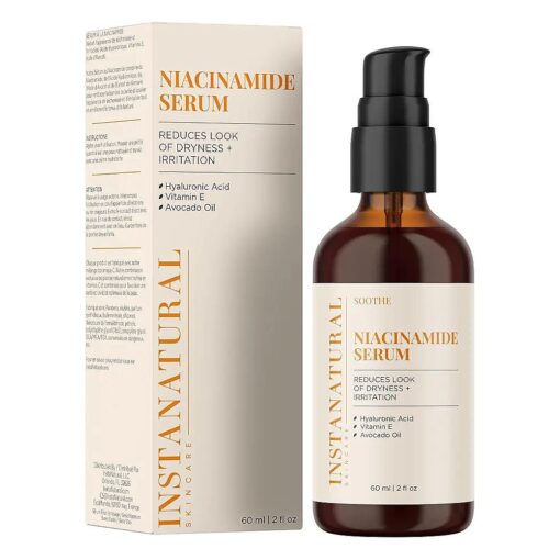 InstaNatural Niacinamide Face Serum, Hydrates, Soothes, Reduces Irritation, Redness, Lines, Wrinkles, and Other Signs of Aging, with Hyaluronic Acid and Vitamin E, 2 Fl Oz