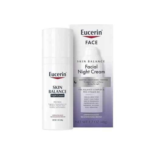 Eucerin Skin Balance Night Cream, Sensitive Skin Face Moisturizer Enriched with Tri-Balance Complex, 1.7 Oz Bottle