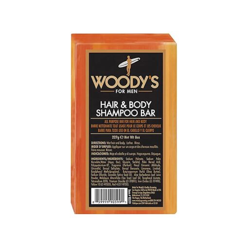 Woody 's Men 's 2-in-1 Hair & Body Shampoo Bar, Rich, Thick Lather Formula, Conditions, Nourishes, Moisturizes, For All Skin Types, 8 Oz .